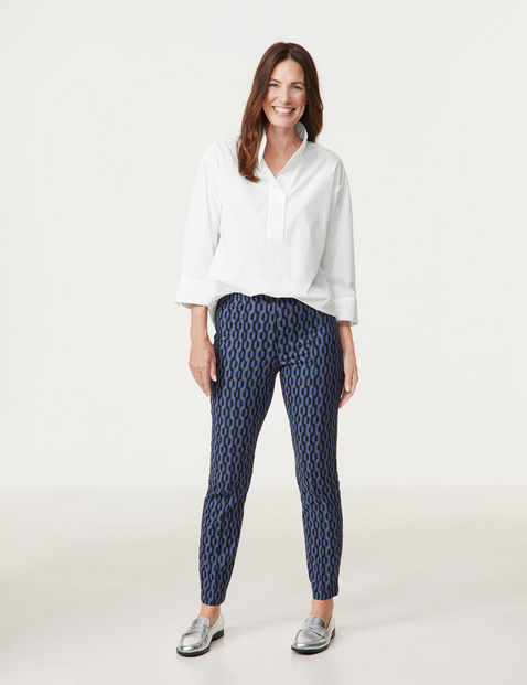 GERRY WEBER Damen Gemusterte Stretchhose Baumwolle Mittlere Leibhöhe Blau GERRY WEBER Damen Gemusterte Stretchhose Baumwolle Mittlere Leibhöhe Blau von Gerry Weber