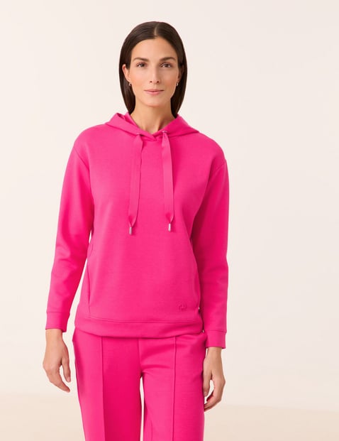 GERRY WEBER Damen Hoodie aus Light Scuba 66cm Langarm Kapuze, Pink von Gerry Weber