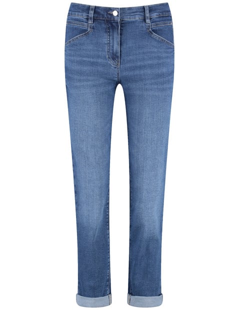 GERRY WEBER Damen Jeans KIARA RELAXED FIT mit gekrempeltem Saum Baumwolle Mittlere Leibhöhe Blau GERRY WEBER Damen Jeans KIARA RELAXED FIT mit gekrempeltem Saum Baumwolle Mittlere Leibhöhe Blau von Gerry Weber