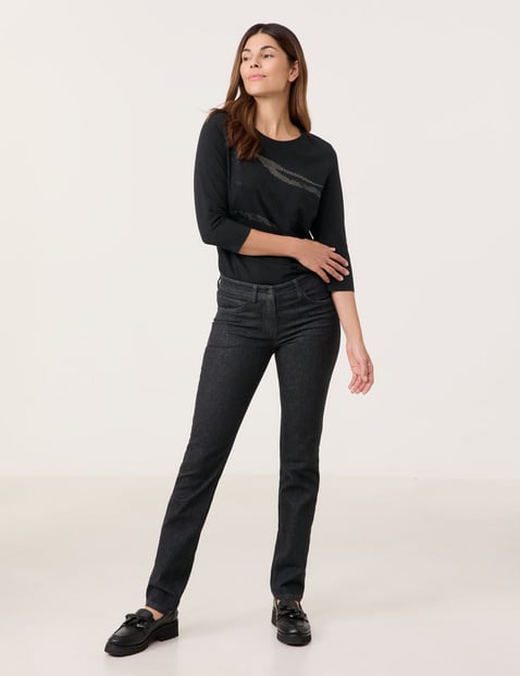 GERRY WEBER Damen Jeans SOL꞉INE BEST4ME Slim Fit mit Paillettendekor Baumwolle Mittlere Leibhöhe Grau von Gerry Weber