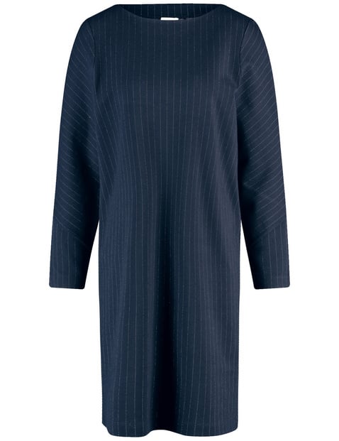 GERRY WEBER Damen Jerseykleid mit Lurex-Streifen Langarm Rundhals Blau von Gerry Weber