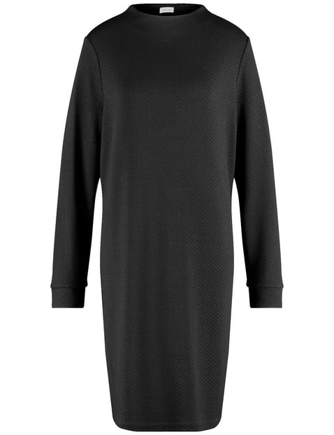 GERRY WEBER Damen Jerseykleid mit Struktur Langarm Stehkragen Viskose Schwarz von Gerry Weber