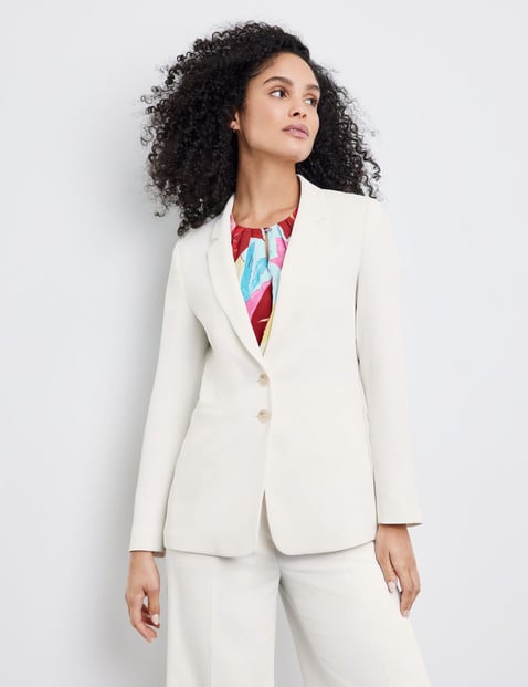 GERRY WEBER Damen Klassischer Blazer 70cm Langarm Revers Weiss von Gerry Weber