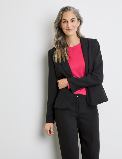 GERRY WEBER Damen Klassischer Blazer mit Reverskragen 60cm Langarm, Schwarz von Gerry Weber