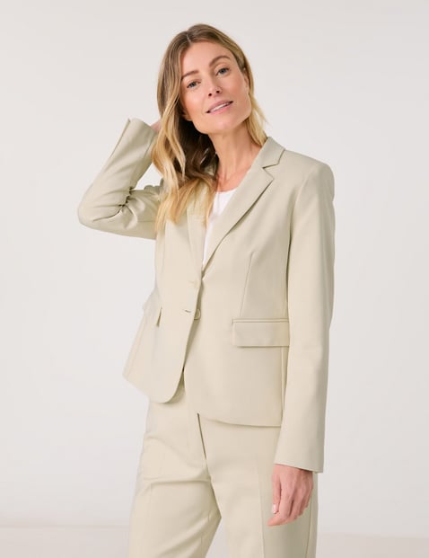 GERRY WEBER Damen Klassischer Blazer mit Stretchkomfort 60 cm Revers Langarm unifarben Beige von Gerry Weber