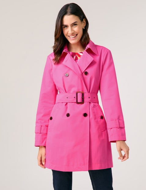 GERRY WEBER Damen Kurzer Trenchcoat 85cm Langarm Mit Kragen, Pink von Gerry Weber