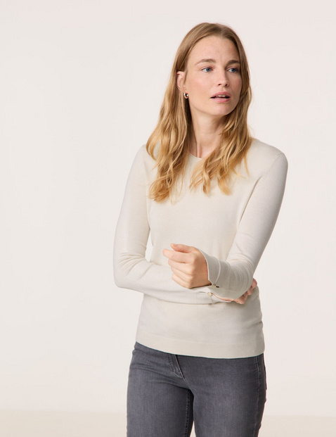 GERRY WEBER Damen Langarmpullover aus nachhaltigem Feinstrick Rundhals Viskose Beige von Gerry Weber