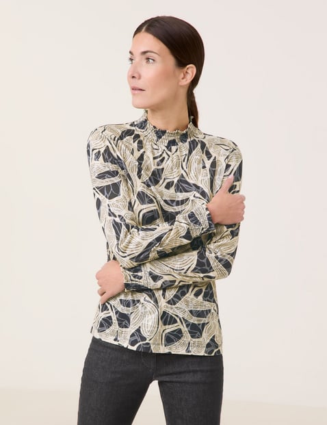 GERRY WEBER Damen Langarmshirt in Ausbrenner-Qualität 64 cm Shirt Turtleneck gemustert Mehrfarbig von Gerry Weber