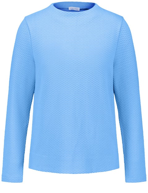 GERRY WEBER Damen Langarmshirt in Strukturoptik 62cm Turtleneck Viskose Blau von Gerry Weber