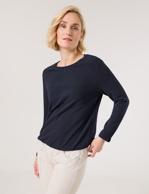 GERRY WEBER Damen Langarmshirt mit Paspel 62cm Rundhals, Blau von Gerry Weber