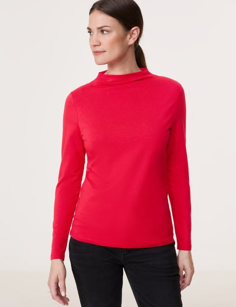 GERRY WEBER Damen Langarmshirt mit Turtleneck 62cm Modal Rot von Gerry Weber