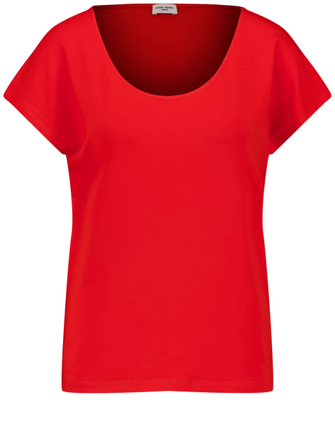 GERRY WEBER Damen Figurumspielendes T-Shirt mit rundem Ausschnitt 60cm Kurzarm Rundhals Viskose Rot von Gerry Weber