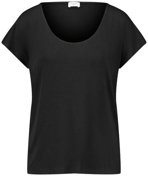 GERRY WEBER Damen Figurumspielendes T-Shirt mit rundem Ausschnitt 60cm Kurzarm Rundhals Viskose Schwarz von Gerry Weber