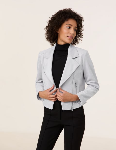 GERRY WEBER Damen Modische Blazerjacke 52 cm Mit Kragen Langarm unifarben Grau von Gerry Weber