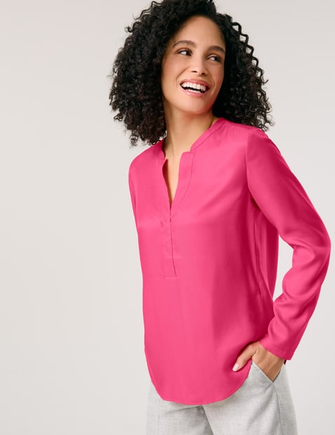 GERRY WEBER Damen Nachhaltige Bluse mit Tunika-Ausschnitt 66cm Langarm Viskose, Pink von Gerry Weber