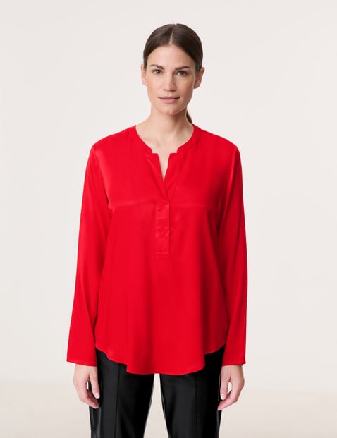 GERRY WEBER Damen Nachhaltige Bluse mit Tunikaausschnitt 66cm Langarm Tunika-Ausschnitt Rot