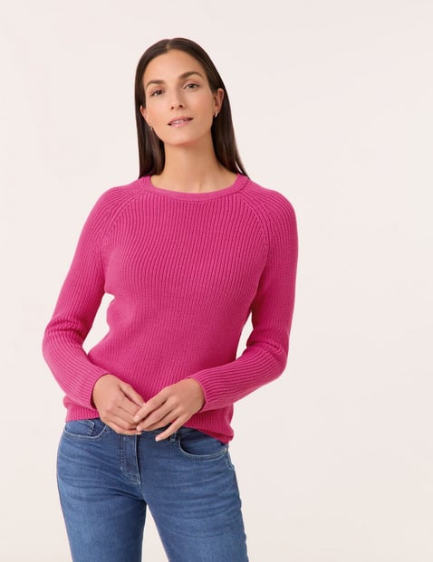 GERRY WEBER Damen Nachhaltiger Strickpullover Langarm|Raglanarm, Pink von Gerry Weber