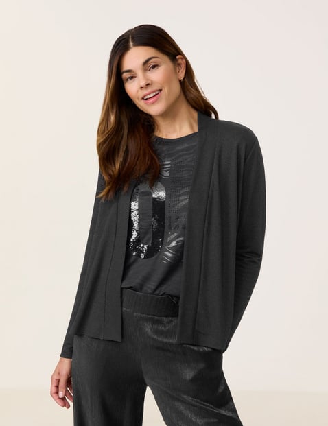 GERRY WEBER Damen Offener Cardigan mit Goldschimmer Langarm Viskose, Schwarz von Gerry Weber