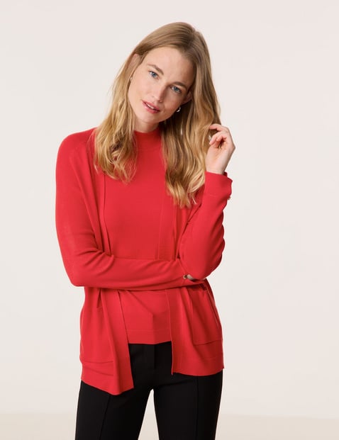 GERRY WEBER Damen Offener Cardigan aus Feinstrick 68cm Langarm Ohne Kragen Viskose Rot von Gerry Weber