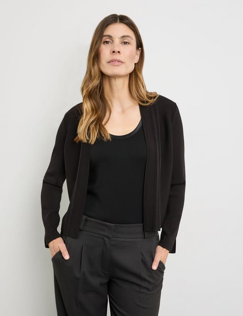 GERRY WEBER Damen Offener Cardigan aus feinem Rippstrick 50cm Langarm Ohne Kragen Viskose Schwarz von Gerry Weber