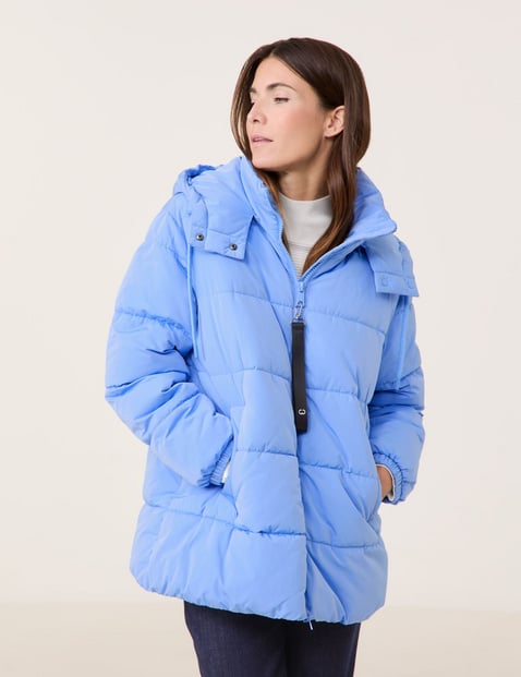 GERRY WEBER Damen Outdoorjacke mit abnehmbarer Kapuze 72cm Langarm Abnehmbare Kapuze 2-Wege-Reißverschluss Blau von Gerry Weber