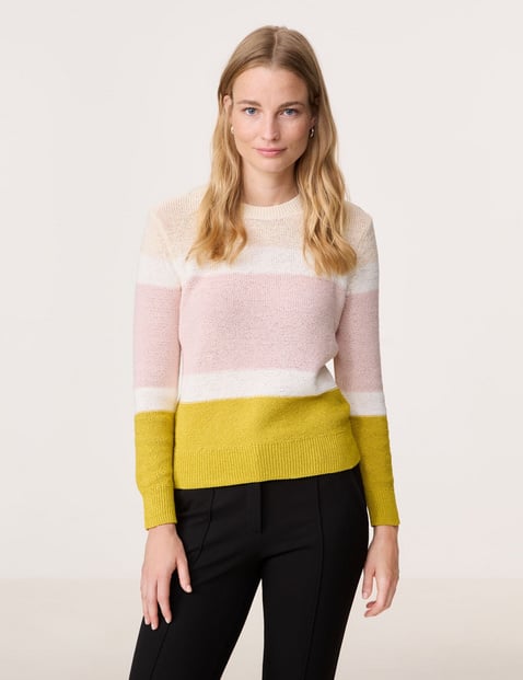 GERRY WEBER Damen Pullover mit Colourblocking Langarm|Breite Rippenbündchen Baumwolle, Mehrfarbig von Gerry Weber