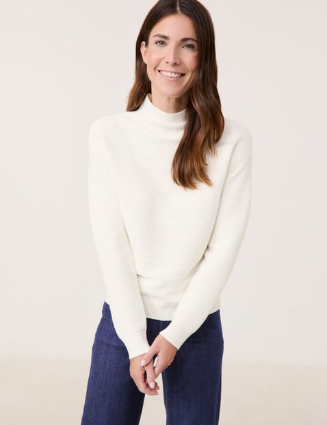 GERRY WEBER Damen Pullover mit Turtleneck und Strukturstrick Langarm Weiss von Gerry Weber