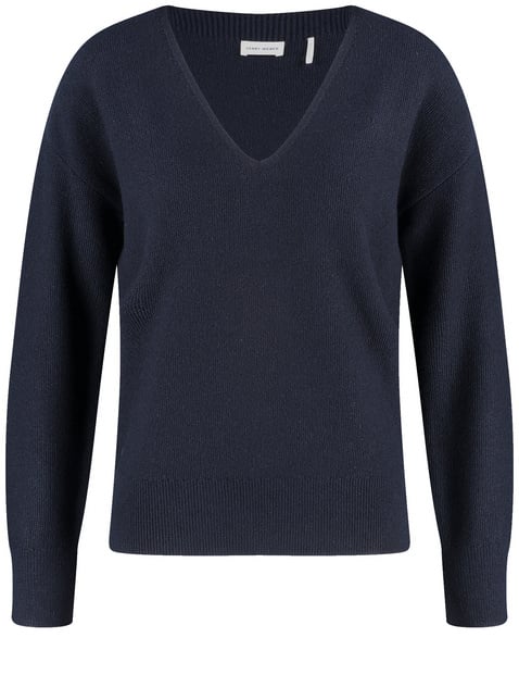 GERRY WEBER Damen Pullover mit feiner Struktur Langarm|Ärmelbündchen, Blau von Gerry Weber