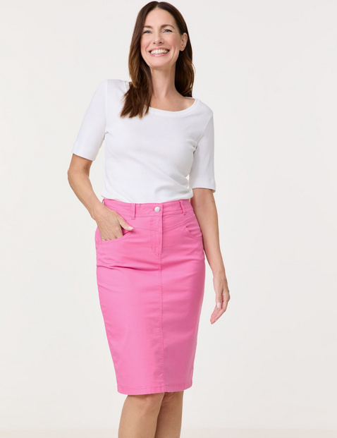GERRY WEBER Damen Rock mit Gehschlitz 62cm Baumwolle, Pink GERRY WEBER Damen Rock mit Gehschlitz 62cm Baumwolle, Pink von Gerry Weber