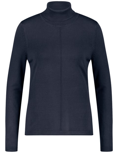 GERRY WEBER Damen Rollkragenpullover mit Armschlitzen Langarm Viskose Blau von Gerry Weber