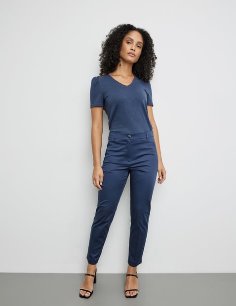 GERRY WEBER Damen Schlichte Chino mit Saumschlitzen Baumwolle Blau von Gerry Weber