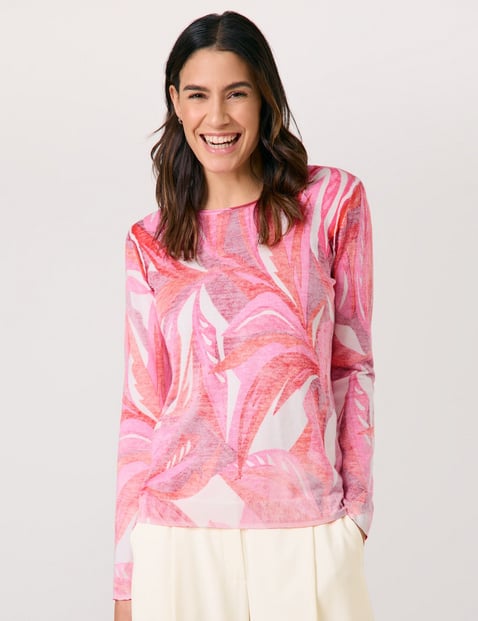 GERRY WEBER Damen Softer Pullover mit floralem Allover-Dessin Langarm, Mehrfarbig von Gerry Weber