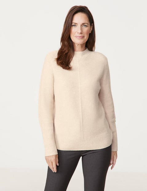 GERRY WEBER Damen Strickpullover mit Wollanteil Langarm Turtleneck Polyamid Beige von Gerry Weber