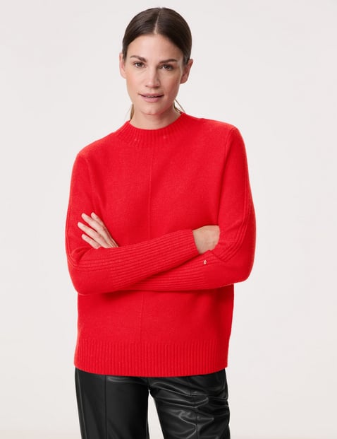 GERRY WEBER Damen Strickpullover mit Wollanteil Langarm Turtleneck Polyamid Rot von Gerry Weber