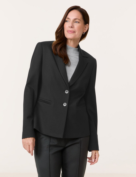 GERRY WEBER Damen Taillierter Blazer Viskose 60 cm Revers Langarm unifarben Schwarz von Gerry Weber