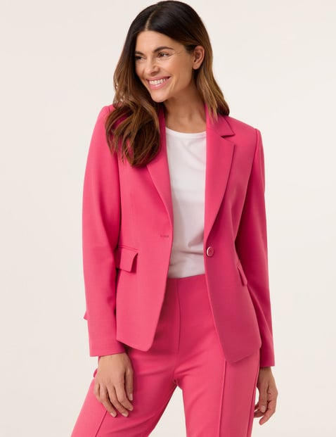 GERRY WEBER Damen Taillierter Blazer mit Stretchkomfort 62cm Langarm Revers, Pink von Gerry Weber