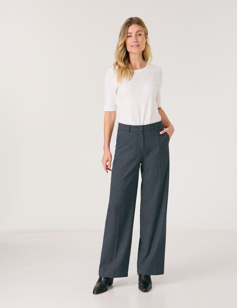 GERRY WEBER Damen Weite Hose aus Tweed Mittlere Leibhöhe Blau GERRY WEBER Damen Weite Hose aus Tweed Mittlere Leibhöhe Blau von Gerry Weber