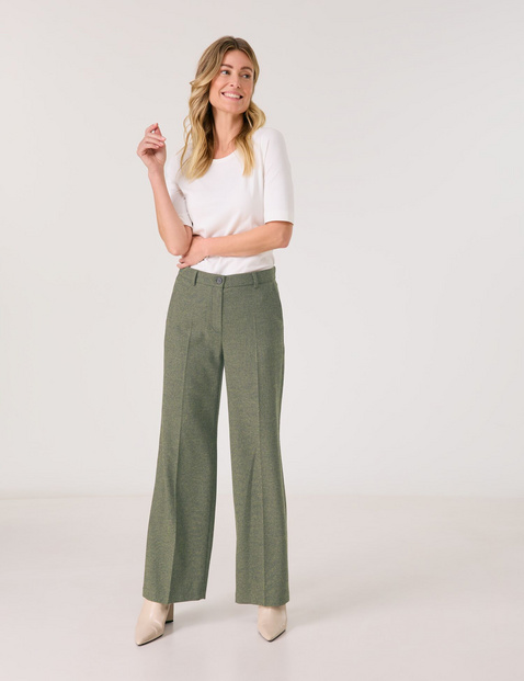 GERRY WEBER Damen Weite Hose aus Tweed Mittlere Leibhöhe Grün GERRY WEBER Damen Weite Hose aus Tweed Mittlere Leibhöhe Grün von Gerry Weber