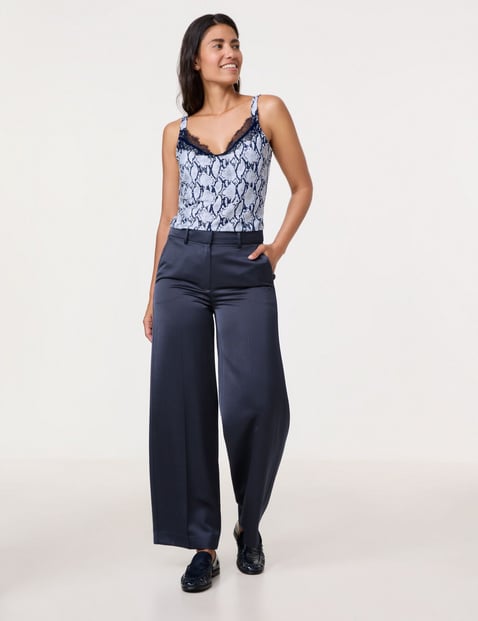 GERRY WEBER Damen Weite Hose aus fließendem Satin Blau von Gerry Weber