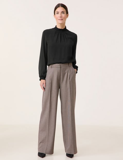 GERRY WEBER Damen Weite Hose mit Hahnentritt Mittlere Leibhöhe Braun GERRY WEBER Damen Weite Hose mit Hahnentritt Mittlere Leibhöhe Braun von Gerry Weber