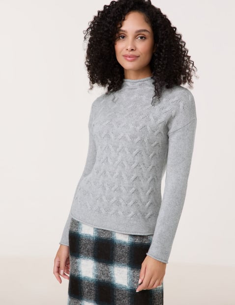 GERRY WEBER Damen Wollpullover mit Kaschmiranteil Langarm Turtleneck Wolle Grau von Gerry Weber