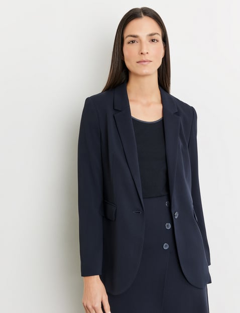 GERRY WEBER Damen Eleganter Blazer 72cm Langarm Revers Acetat Blau von Gerry Weber