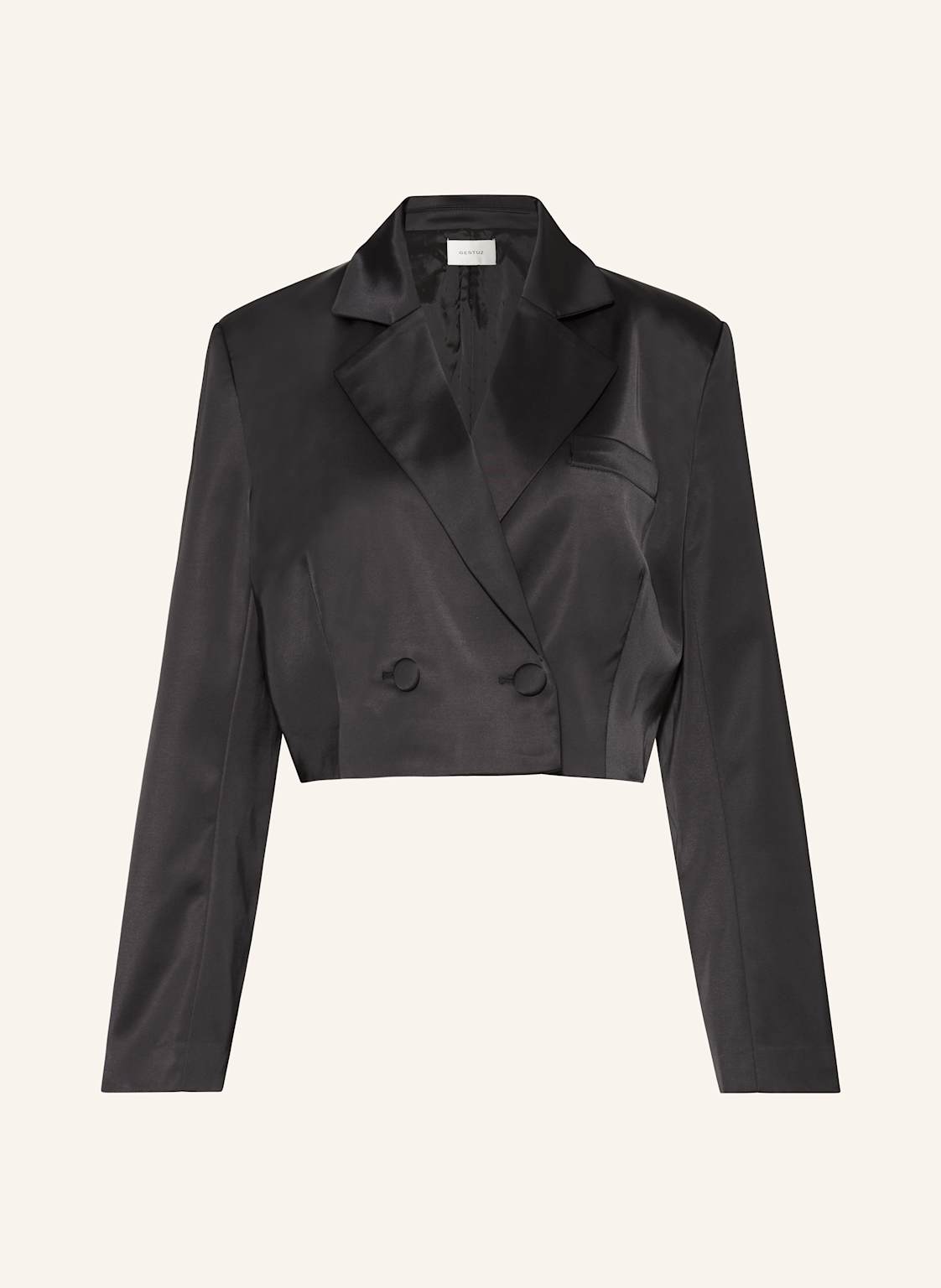 Gestuz Cropped-Blazer Yacminegz Aus Satin schwarz Gestuz Cropped-Blazer Yacminegz Aus Satin schwarz von Gestuz