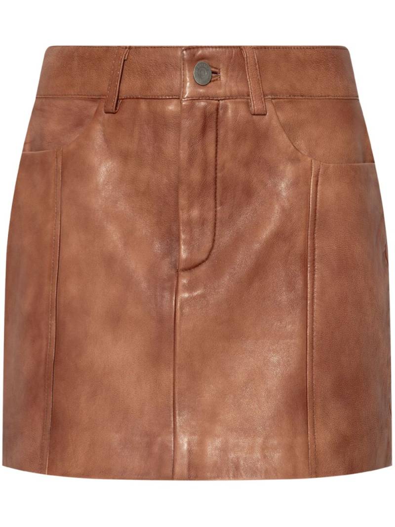 Gestuz fade-effect leather mini skirt - Brown von Gestuz