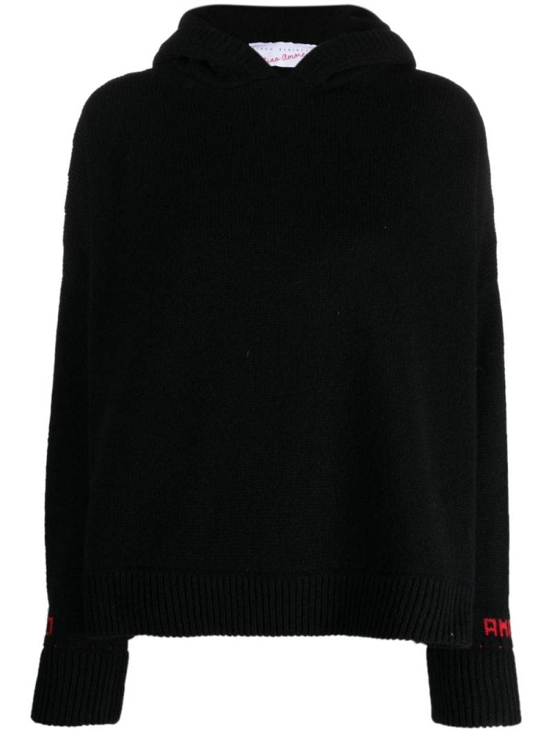 Giada Benincasa slogan-embroidered knitted hoodie - Black von Giada Benincasa