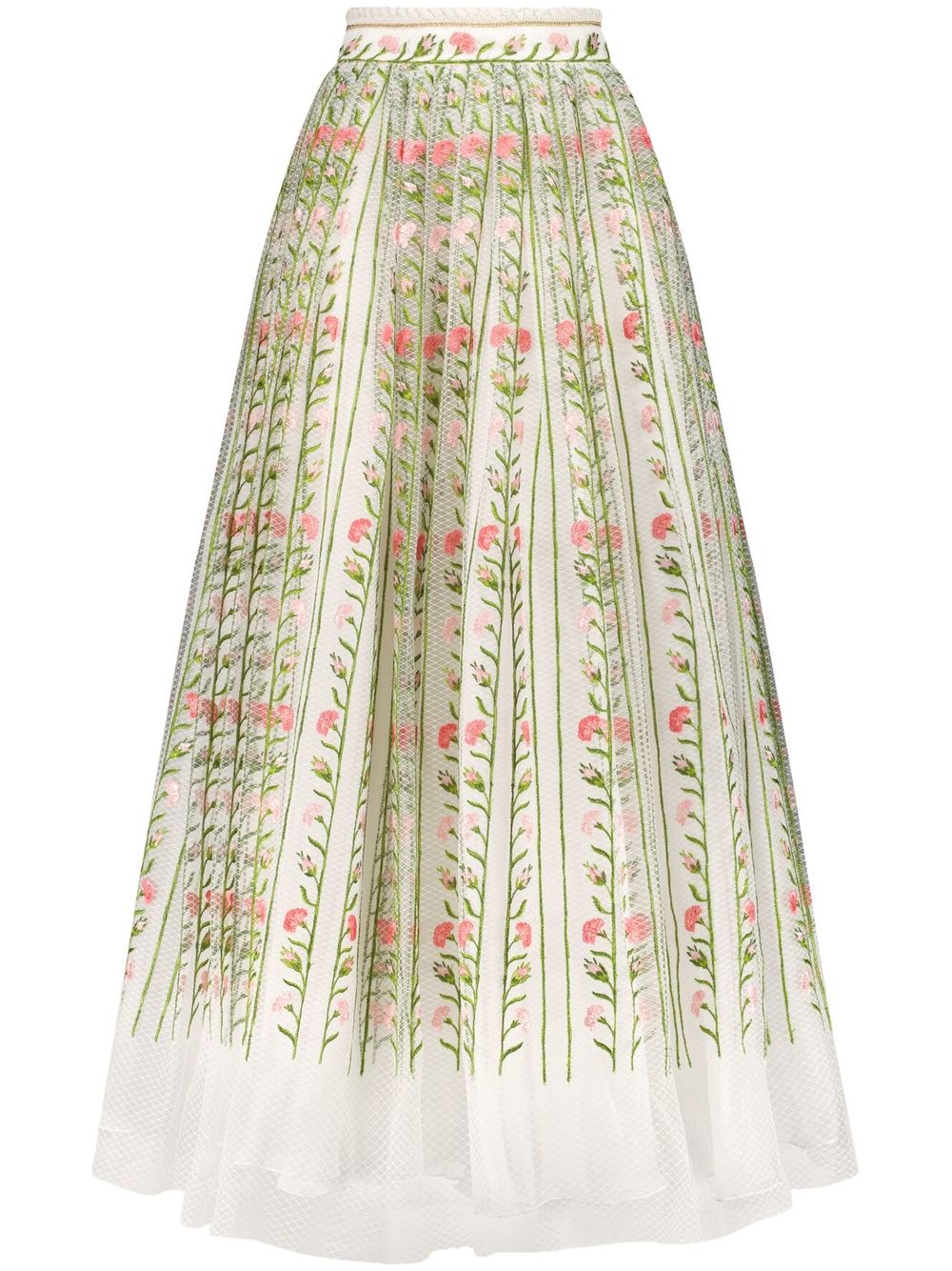 Giambattista Valli Foliage-embroidered tulle maxi skirt - Green von Giambattista Valli