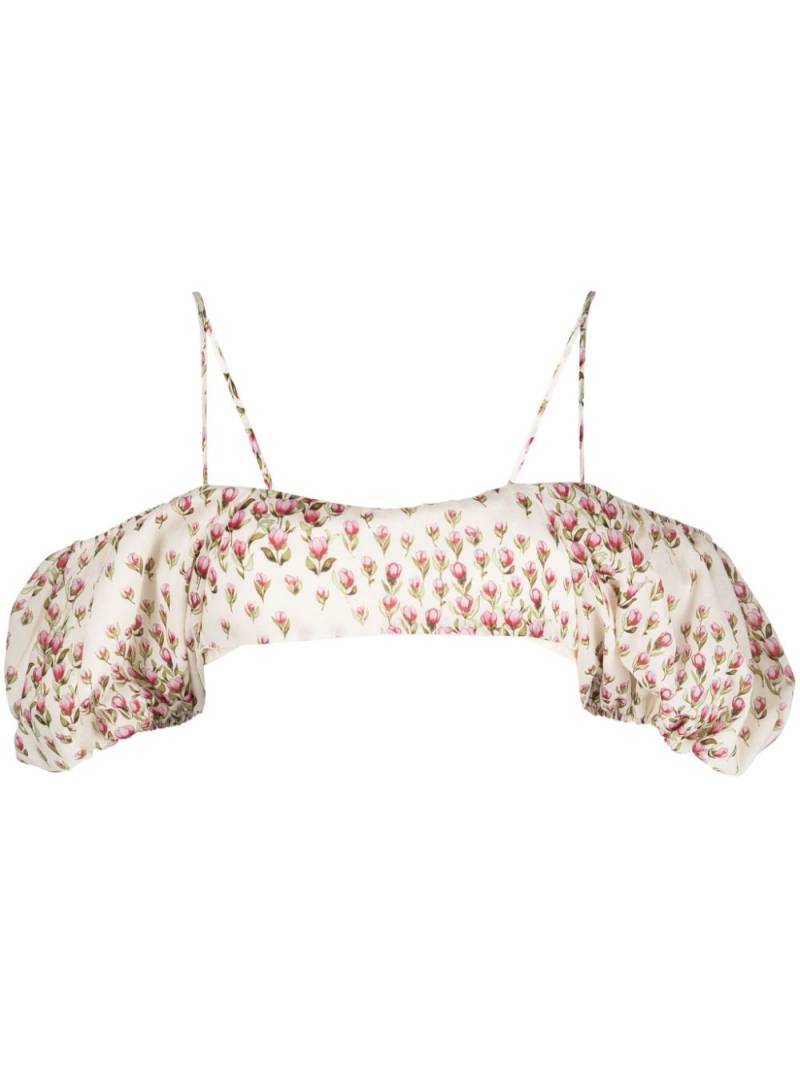 Giambattista Valli Tulip floral-print crop top - Neutrals von Giambattista Valli