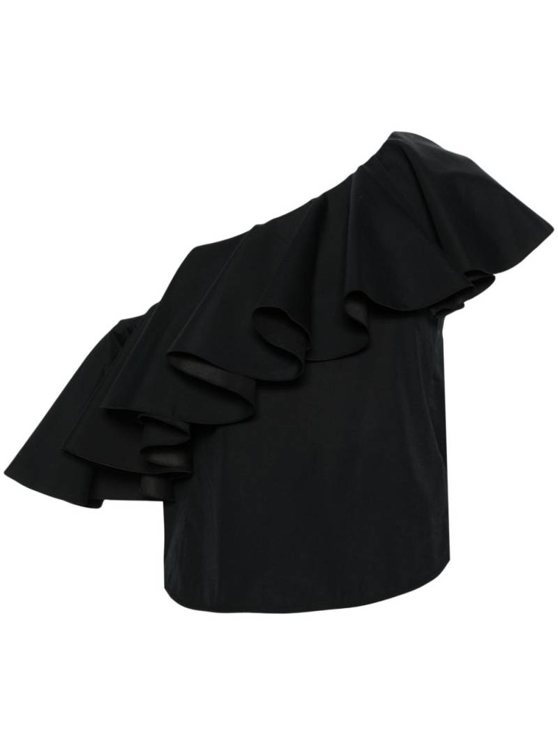 Giambattista Valli asymmetric ruffle-detail top - Black von Giambattista Valli