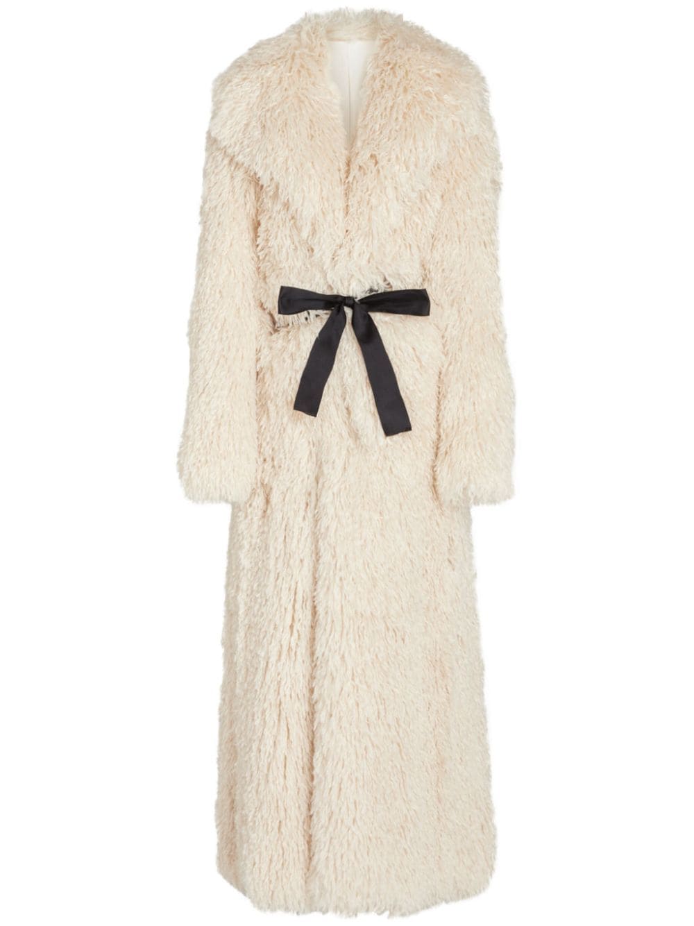 Giambattista Valli bow-embellished faux fur coat - Neutrals