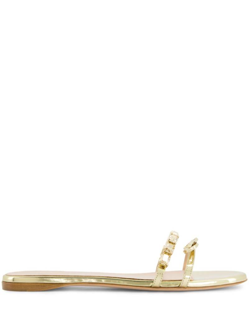 Giambattista Valli crystal-embellished flat leather slides - Gold von Giambattista Valli